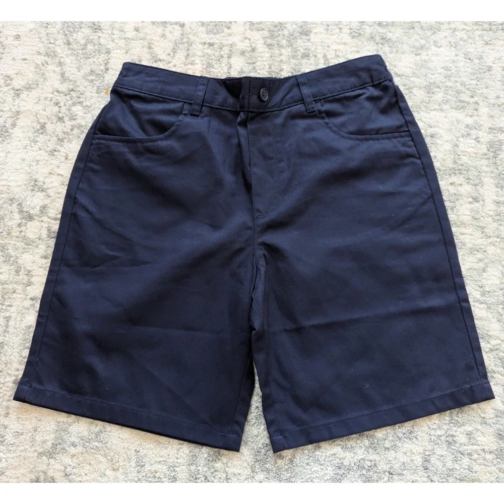 French Toast Uniform‎ Shorts Youth Size 14 Boys Flat Front Navy Shorts Lot of 2